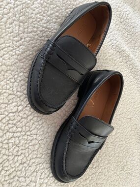 J.Crew Boys Black Leather Penny Loafers  Size 3